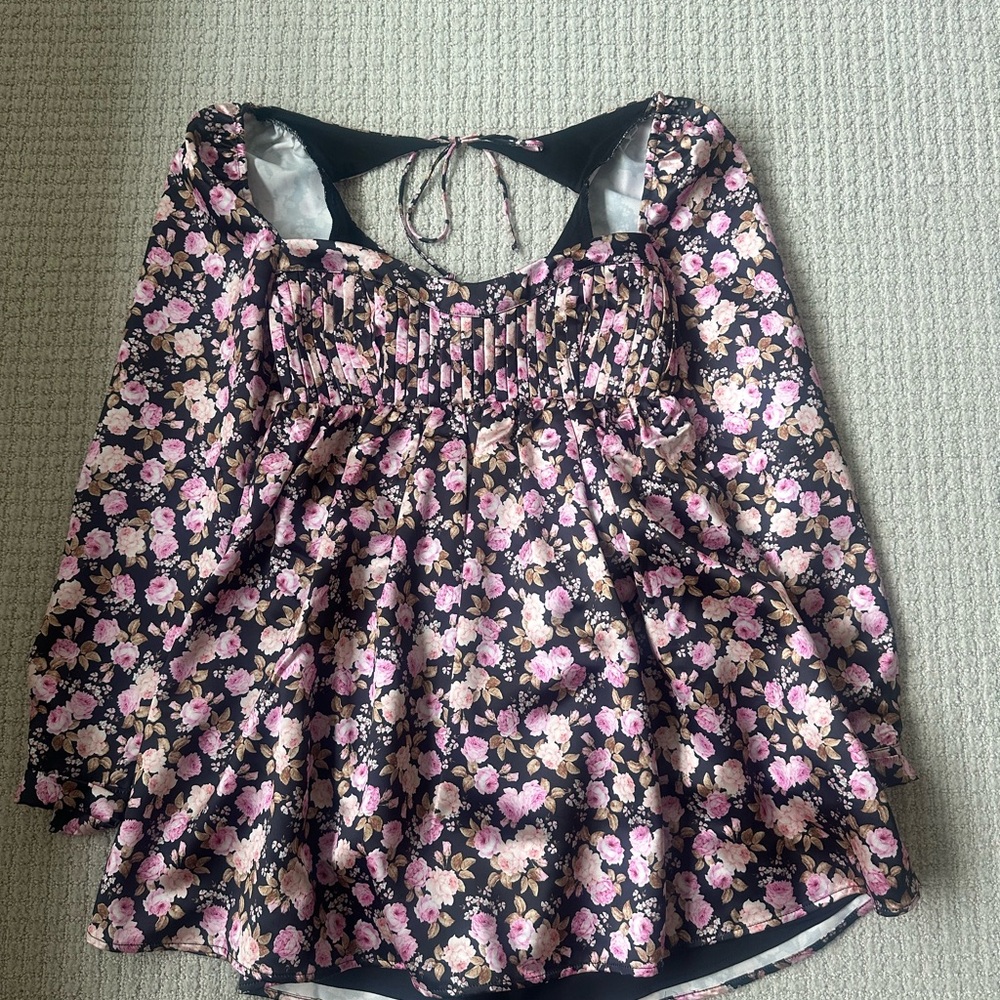 For Love And Lemons Black and Pink Floral dress